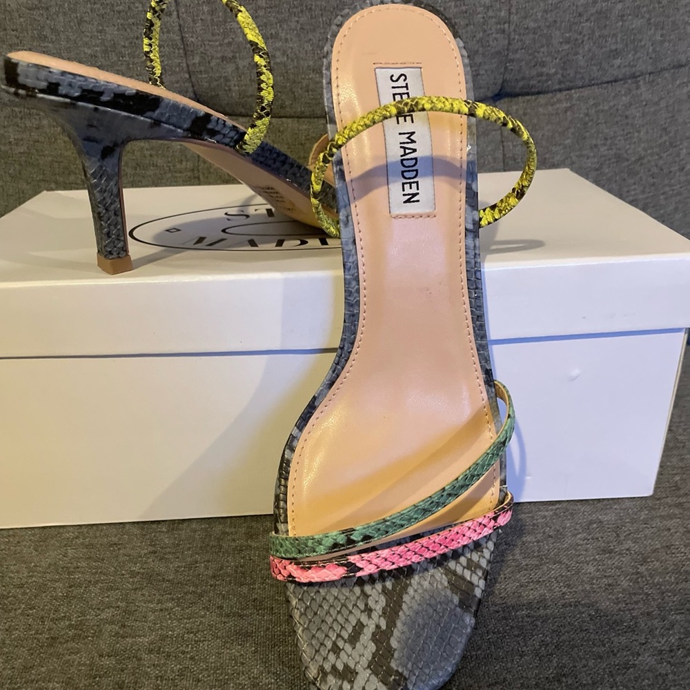 Steve Madden Multi Color Snakeskin Sandals